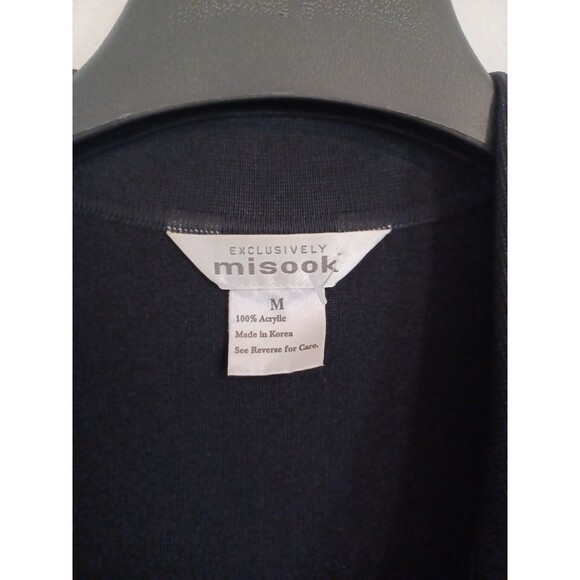 Exclusively Misook Sweater Open Front Cardigan M Church Career Black Purple - Picture 3 of 8